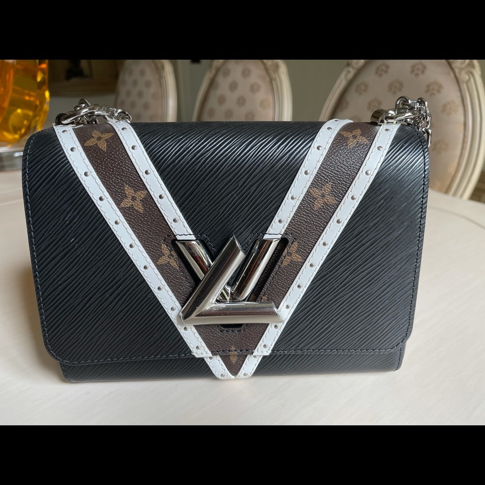 Louis Vuitton Black with Brown Monogram Accent Shoulder Bag
